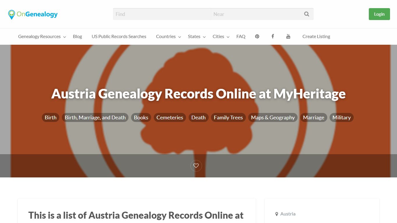 Austria Genealogy Records Online at MyHeritage - OnGenealogy